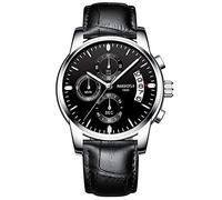 RORIOS Classique Montre Homme Chronographe Montres avec Calendrie Bande de Cuir Cadran Quartz Analogique Montre Lumineux Montre pour Homme