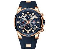 RORIOS Classique Montre Homme Lumineuses Chronographe Montre Bracelet Analogique Quartz Montres avec Bracelet en Silicone
