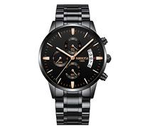 RORIOS Classique Montre Homme Quartz Analogique Montre Chronographe Montres avec Calendrie Acier Inoxydable Sangle Cadran Lumineux Montre Homme