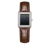 RORIOS Couple Montre Bracelet en Cuir Analogique Chronographe Quartz Rectangulaire Classique Hommes Femmes Romantique Mode Wristwatch Imperméable Watches Femelle Brun argenté A