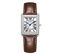 RORIOS Couple Montre Bracelet en Cuir Analogique Chronographe Quartz Rectangulaire Classique Hommes Femmes Romantique Mode Wristwatch Imperméable Watches Mâle Brun argenté