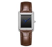 RORIOS Couple Montre Bracelet en Cuir Analogique Chronographe Quartz Rectangulaire Classique Hommes Femmes Romantique Mode Wristwatch Imperméable Watches Mâle Brun argenté A