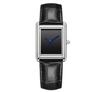 RORIOS Couple Montre Bracelet en Cuir Analogique Chronographe Quartz Rectangulaire Classique Hommes Femmes Romantique Mode Wristwatch Imperméable Watches Mâle Noir argenté A