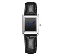 RORIOS Couple Montre Bracelet en Cuir Analogique Chronographe Quartz Rectangulaire Classique Hommes Femmes Romantique Mode Wristwatch Imperméable Watches Femelle Noir argenté A