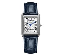 RORIOS Couple Montre Bracelet en Cuir Analogique Chronographe Quartz Rectangulaire Classique Hommes Femmes Romantique Mode Wristwatch Imperméable Watches Mâle Bleu argenté