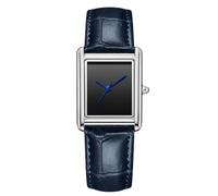 RORIOS Couple Montre Bracelet en Cuir Analogique Chronographe Quartz Rectangulaire Classique Hommes Femmes Romantique Mode Wristwatch Imperméable Watches Mâle Bleu argenté A