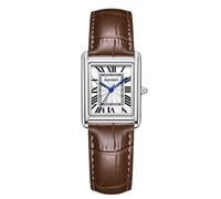 RORIOS Couple Montre Bracelet en Cuir Analogique Chronographe Quartz Rectangulaire Classique Hommes Femmes Romantique Mode Wristwatch Imperméable Watches Femelle Brun argenté