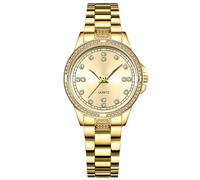 RORIOS Couple Montres Hommes Femmes Acier Inoxydable Montre De Poignet Imperméable Analogique Quartz Montre Bracelet Lumineuses Élégant Regarder Or B