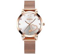 RORIOS Elégante Femmes Montre Analogique Quartz Montre Heart Cadran Acier Inoxydable Mesh Bracelet Exquis Women Watches
