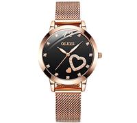 RORIOS Elégante Femmes Montre Analogique Quartz Montre Heart Cadran Acier Inoxydable Mesh Bracelet Exquis Women Watches