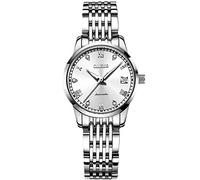 RORIOS Femme Automatique Remontoir Montre Lumineux Chiffres Romains Montre Bracelet en Acier Inoxydable Mode Etanche Mécanique Montre