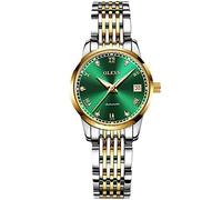 RORIOS Femme Automatique Remontoir Montre Lumineux Chiffres Romains Montre Bracelet en Acier Inoxydable Mode Etanche Mécanique Montre