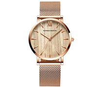 RORIOS Femme Montre Analogique Quartz Montre Cadran en Bois en Acier Inoxydable Bande Fille Montre Casual Femelle Horloge