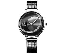 RORIOS Femme Montre Analogique Quartz Watches Minimaliste Diamant Simulé Cadran Acier Inoxydable Maille Bracelet Mode Ladies Casual Montre
