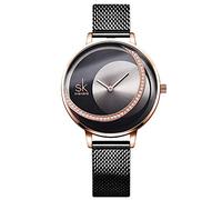 RORIOS Femme Montre Analogique Quartz Watches Minimaliste Diamant Simulé Cadran Acier Inoxydable Maille Bracelet Mode Ladies Casual Montre