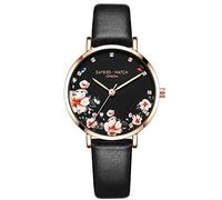 RORIOS Femme Montres Analogique Quartz Fleur Cadran Elégante Montres en Cuir Femm