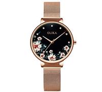 RORIOS Femme Montres Analogique Quartz Montres Bracelet pour Femme Fleur Cadran Bracelet Mesh Acier Inoxydable Montres