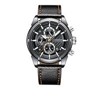 RORIOS Homme Montre Bracelet en Cuir Calendrier Lumineux Chronomètre Multifonction Imperméable Montre