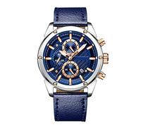 RORIOS Homme Montre Bracelet en Cuir Calendrier Lumineux Chronomètre Multifonction Imperméable Montre