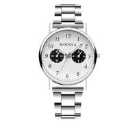 RORIOS Homme Montre Chronographe Simple/Double/Triple Quartz Analogique Bracelet en Acier Inoxydable Imperméable Wristwatches Montres avec Affichage Numérique/Chiffres Romains Blanc D