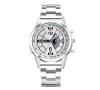 RORIOS Homme Montre Chronographede Quartz Analogique Montres Classique d'affaires Bracelet en Acier Inoxydable Wristwatches Numérique Arabe Imperméable Blanc A