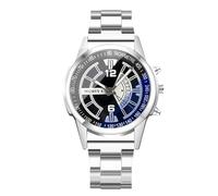 RORIOS Homme Montre Chronographede Quartz Analogique Montres Classique d'affaires Bracelet en Acier Inoxydable Wristwatches Numérique Arabe Imperméable Noir A