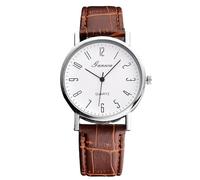 RORIOS Homme Montres Numériques/Chiffres Romains/Triple Chronographe avec Bracelet en Cuir Quartz Analogique Montres-Bracelets Classiques Décontractées Imperméable Wristwatches Blanc et Marron