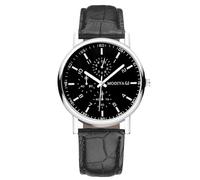 RORIOS Homme Montres Numériques/Chiffres Romains/Triple Chronographe avec Bracelet en Cuir Quartz Analogique Montres-Bracelets Classiques Décontractées Imperméable Wristwatches Noir B