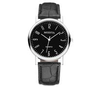 RORIOS Homme Montres Numériques/Chiffres Romains/Triple Chronographe avec Bracelet en Cuir Quartz Analogique Montres-Bracelets Classiques Décontractées Imperméable Wristwatches Noir