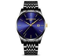 RORIOS Mince Montres Bracelet Business Homme Quartz Analogique Date Acier Inoxydable Band Étanche Multifonction