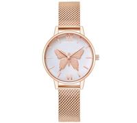 RORIOS Mode Femme Montres Analogique Quartz Papillon Cadran Bracelet Acier Mesh Inoxydable Montres Montres