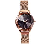 RORIOS Mode Femme Montres Brillant Ciel étoilé Dial Mesh Band Women Watches Facile Montres, Or B, Bracelet