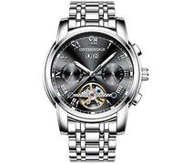 RORIOS Mode Luxe Automatique Mécanique Homme Montres Bracelet Calendrier Lumineux Acier Inoxydable Étanche Multifonction Tourbillon Montres