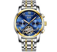 RORIOS Mode Luxe Automatique Mécanique Homme Montres Bracelet Calendrier Lumineux Acier Inoxydable Étanche Multifonction Tourbillon Montres