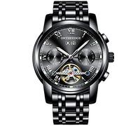 RORIOS Mode Luxe Automatique Mécanique Homme Montres Bracelet Calendrier Lumineux Acier Inoxydable Étanche Multifonction Tourbillon Montres