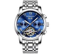 RORIOS Mode Luxe Automatique Mécanique Homme Montres Bracelet Calendrier Lumineux Acier Inoxydable Étanche Multifonction Tourbillon Montres