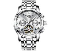 RORIOS Mode Luxe Automatique Mécanique Homme Montres Bracelet Calendrier Lumineux Acier Inoxydable Étanche Multifonction Tourbillon Montres