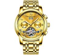 RORIOS Mode Luxe Automatique Mécanique Homme Montres Bracelet Calendrier Lumineux Acier Inoxydable Étanche Multifonction Tourbillon Montres