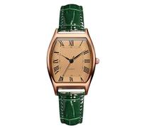RORIOS Montre à Cadran en Tonnes avec Bracelet Cuir Montres Exquise Chiffres Romains Quartz Analogique Classic étanche Watches pour Femme Vert A
