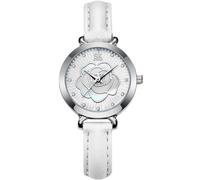 RORIOS Montre à quartz analogique pour femme - Style décontracté - Simple - Bracelet en cuir - Étanche, blanc, L, Montre