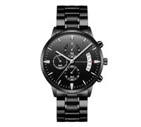 RORIOS Montre à Quartz Chronographe Tendance Bracelet étanche Montres Analogiques en Acier Inoxydable avec Date pour Homme Argent Noir