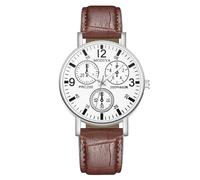 RORIOS Montre à Quartz Homme avec Trois sous-dials Montres Bracelet en Cuir Décontractée Watches Analogique Mode pour Une Utilisation Quotidienne Blanc et Marron
