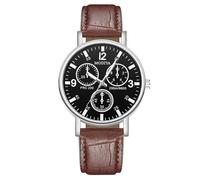 RORIOS Montre à Quartz Homme avec Trois sous-dials Montres Bracelet en Cuir Décontractée Watches Analogique Mode pour Une Utilisation Quotidienne Noir et Marron