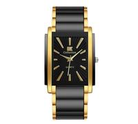 RORIOS Montre à Quartz Rectangulaire Homme Montres Poignet en Acier Inoxydable Stylée Watches de Robe Cadran Multicolore pour l'Entreprise Or-Noir