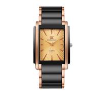 RORIOS Montre à Quartz Rectangulaire Homme Montres Poignet en Acier Inoxydable Stylée Watches de Robe Cadran Multicolore pour l'Entreprise Or Rose