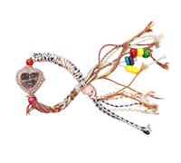 RORIOS Montre Bohème Artisanale Tissée en Corde pour Femmes Montres Bracelet aux Perles Colorées avec Décoration Cœur Watch Quartz Léger Bracelet à Boucle de Traction Réglable Noir