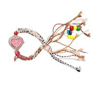 RORIOS Montre Bohème Artisanale Tissée en Corde pour Femmes Montres Bracelet aux Perles Colorées avec Décoration Cœur Watch Quartz Léger Bracelet à Boucle de Traction Réglable Rouge