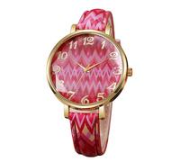 RORIOS Montre Bohème Femme Montres Analogique à Motifs Ethniques avec Bracelet Coloré Pièce Horlogère Bohémienne Mode pour Amateurs Boho-Chic Rose-Rouge