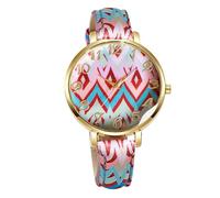 RORIOS Montre Bohème Femme Montres Analogique à Motifs Ethniques avec Bracelet Coloré Pièce Horlogère Bohémienne Mode pour Amateurs Boho-Chic Rouge-Rose-Bleu