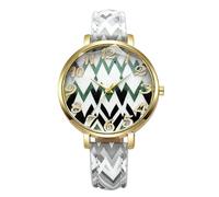 RORIOS Montre Bohème Femme Montres Analogique à Motifs Ethniques avec Bracelet Coloré Pièce Horlogère Bohémienne Mode pour Amateurs Boho-Chic Blanc-Vert-Noir